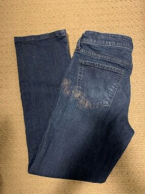 Lucky Sweet Straight Olli Jeans with Floral Embroidery Stitching Size 6/28 Reg